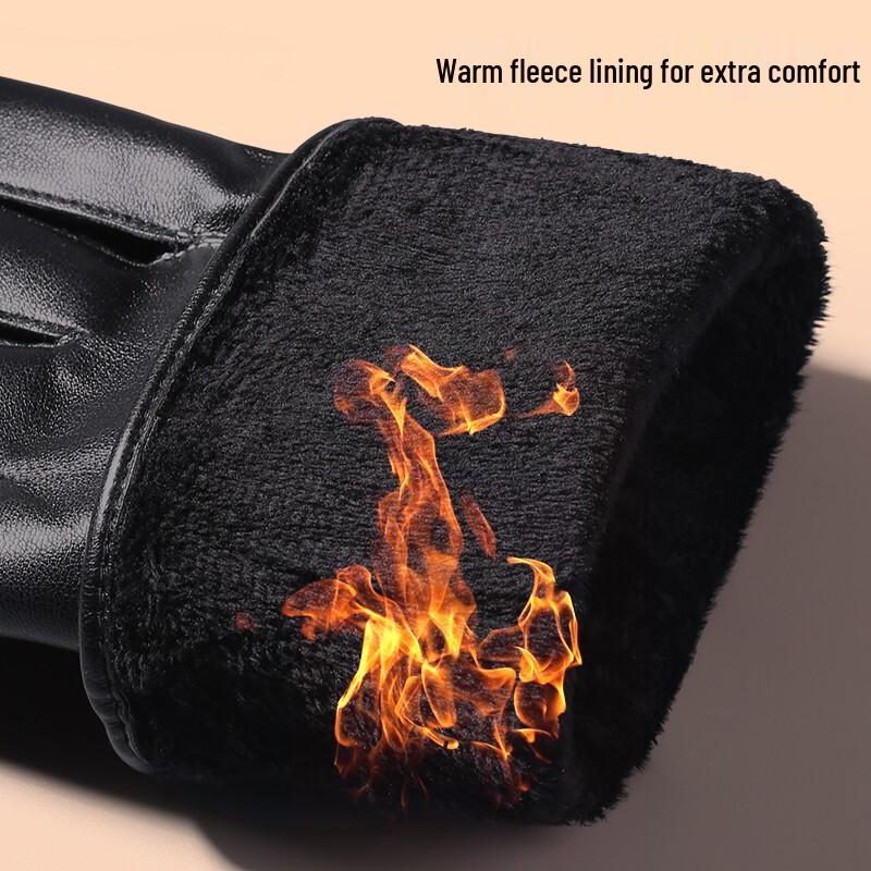 TUCANO Men's Genuine Leather Fleece-Lined Touchscreen Winter Gloves
