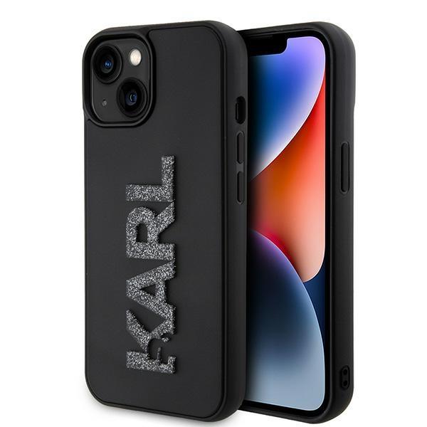 Etui do iPhone 15 Karl Lagerfeld 3D Rubber Glitter Logo Czarne