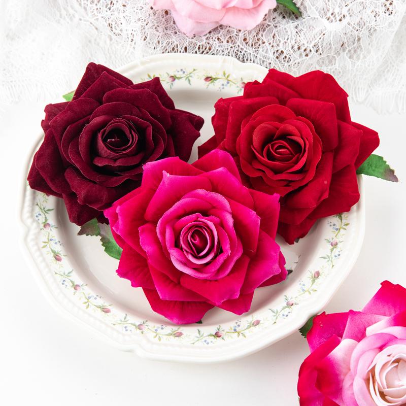 Artificial Flowers for Home Room Table Decoration Silk Red Roses Scrapbooking Diy Craft Wreath Wedding Bride Bouquet Accessories