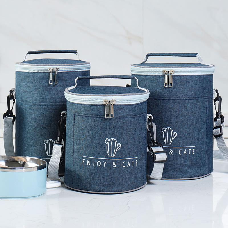 S/M/L Portable Cylindrical Thermal Lunch Cooler Bag Waterproof Food Bag with Large Capacity Insulated Container for Picnic