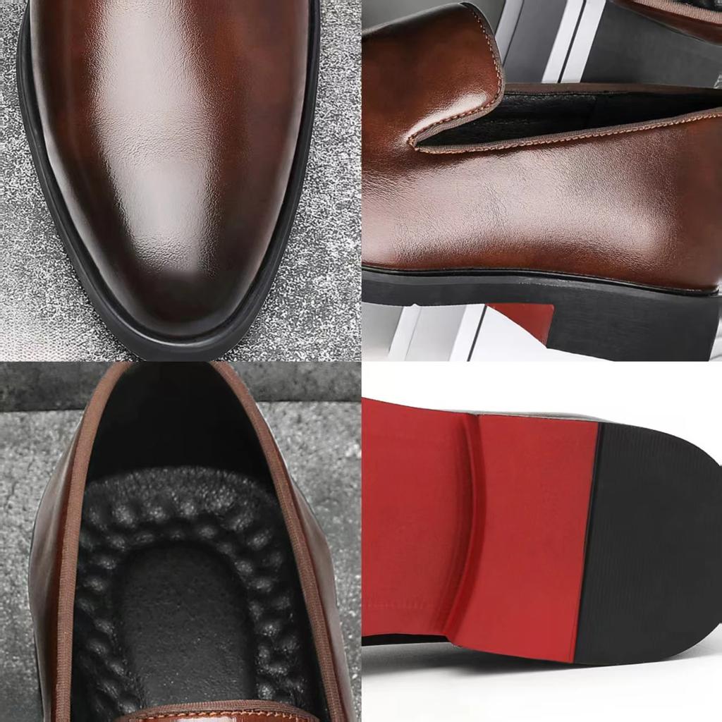 Red Sole Dress Shoes for Men Business Office Men Loafers Male Flats Driving Shoes Casual Slip-On Wedding Leather Shoes