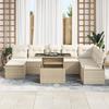 Ensemble de Canapé de Jardin 9 Pièces avec Coussins Beige en Rattan Poly, Canapé de Jardin 2 Places avec Coussins Beige 3348877