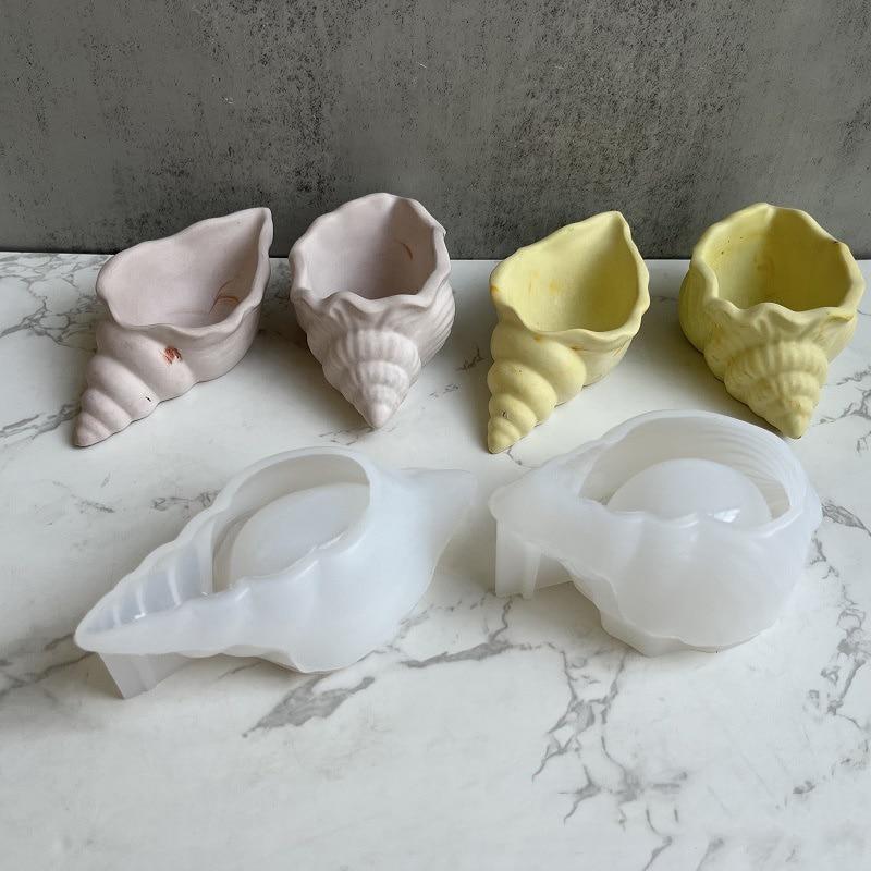 Conch Potted Flower Pot Mould Conch Jewelry Storage Box Silicone Mold Succulent Flower Pot Mold Gypsum Plaster Resin Concrete Mold for Home