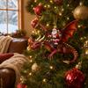 3D Hand Painted Holiday Ornament Santa Riding Dragon Resin Fantasy Christmas Tree Hanging Pendant Decor