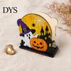 Spooky Kitchen Accessories Halloween Wooden Napkin Holder, Ghost Pumpkin Decorative Tabletop Tissue Dispenser, Sturdy Craft Paper Storage Organizer