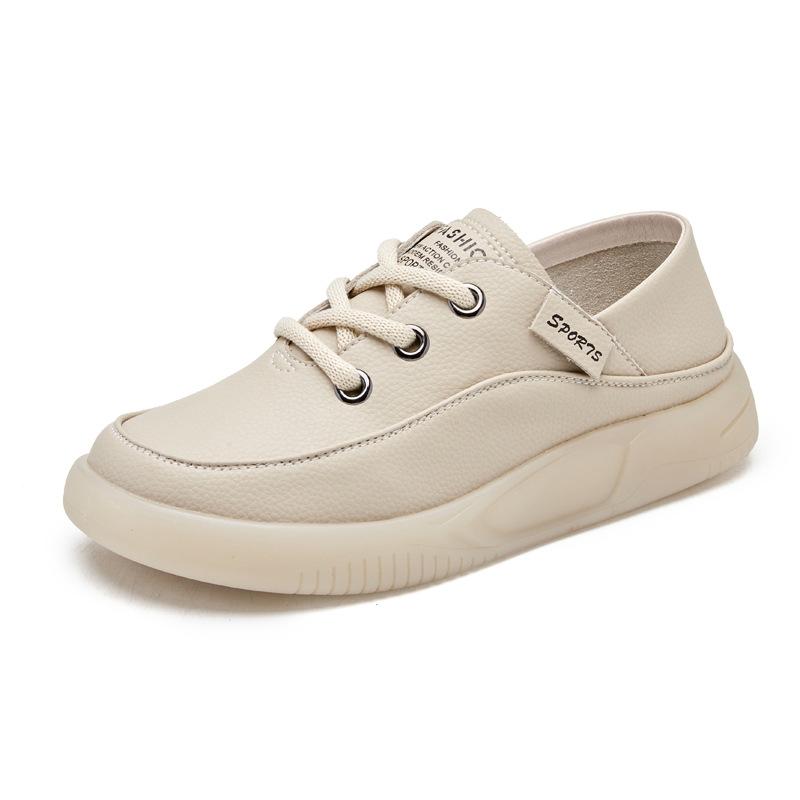 Fashion 3.5CM Cow Genuine Leather Women Flats Fall Vulcanize Chunky Sneaker Loafer High Brand Platform Slippers Autumn Shoes