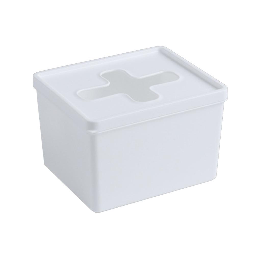

Cross Shaped Tissue Box Cover Large Capacity With Lid Trash Bag Dispenser PP, PE Stackable Storage Box Bedroom
