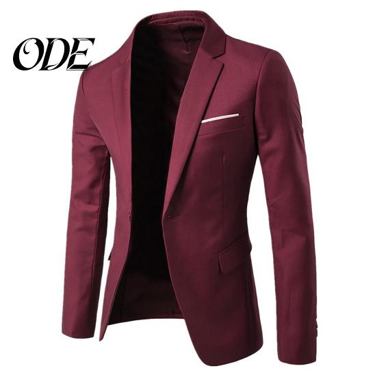 2Pcs/Set Plus Size Men Solid Color Long Sleeve Lapel Slim Button Business Suit