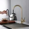 Luxury Brushed Golden 360 Swivel Bagnolux Pull Out Kitchen Faucet Hot And Cold Water Round Single Hole Kitchen Sink Mixer Tap
