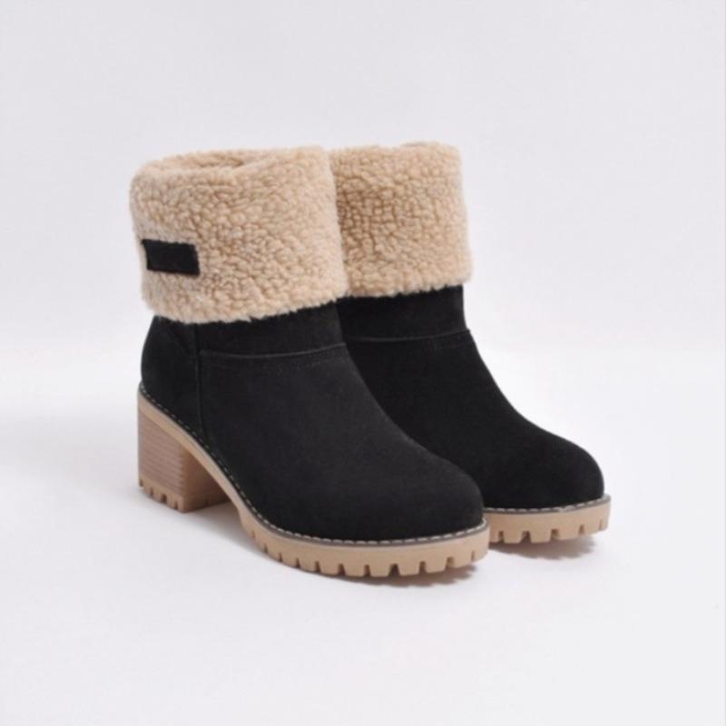 New snow boots large size thickened thick heel platform lamb wool women's shoes women's boots