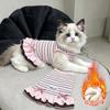 Dog clothes Autumn and winter rainbow striped dress Bigbear cat teddy Pomeranian small dog velvet pet vest