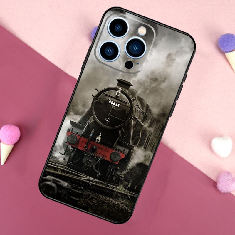 Vintage Steam Train Railway Phone Case For iPhone 17 16 Pro Max 17 Air 16E 13 12 Mini 14 15 Plus 11 Pro Max Back Cover