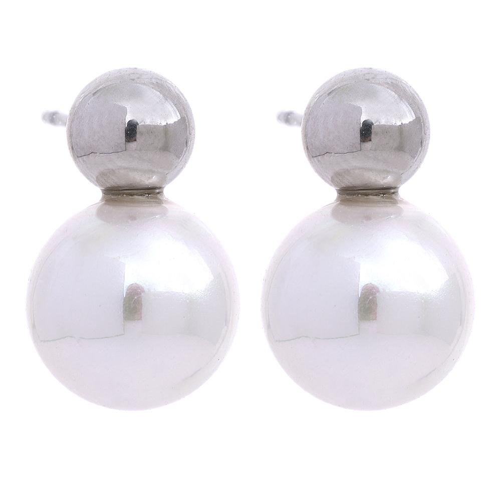 

Yhpup Round Simulated Pearls Stud Earrings Chic Stainless Steel Korean Jewelry for Women Elegant Trendy Gala Gift