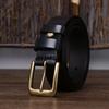 Belt Men's Wide Pure Brass Buckle Leather Pin Buckle First Layer Pure Cattlehide Stylish Simple and Versatile Casual Pants Belt
