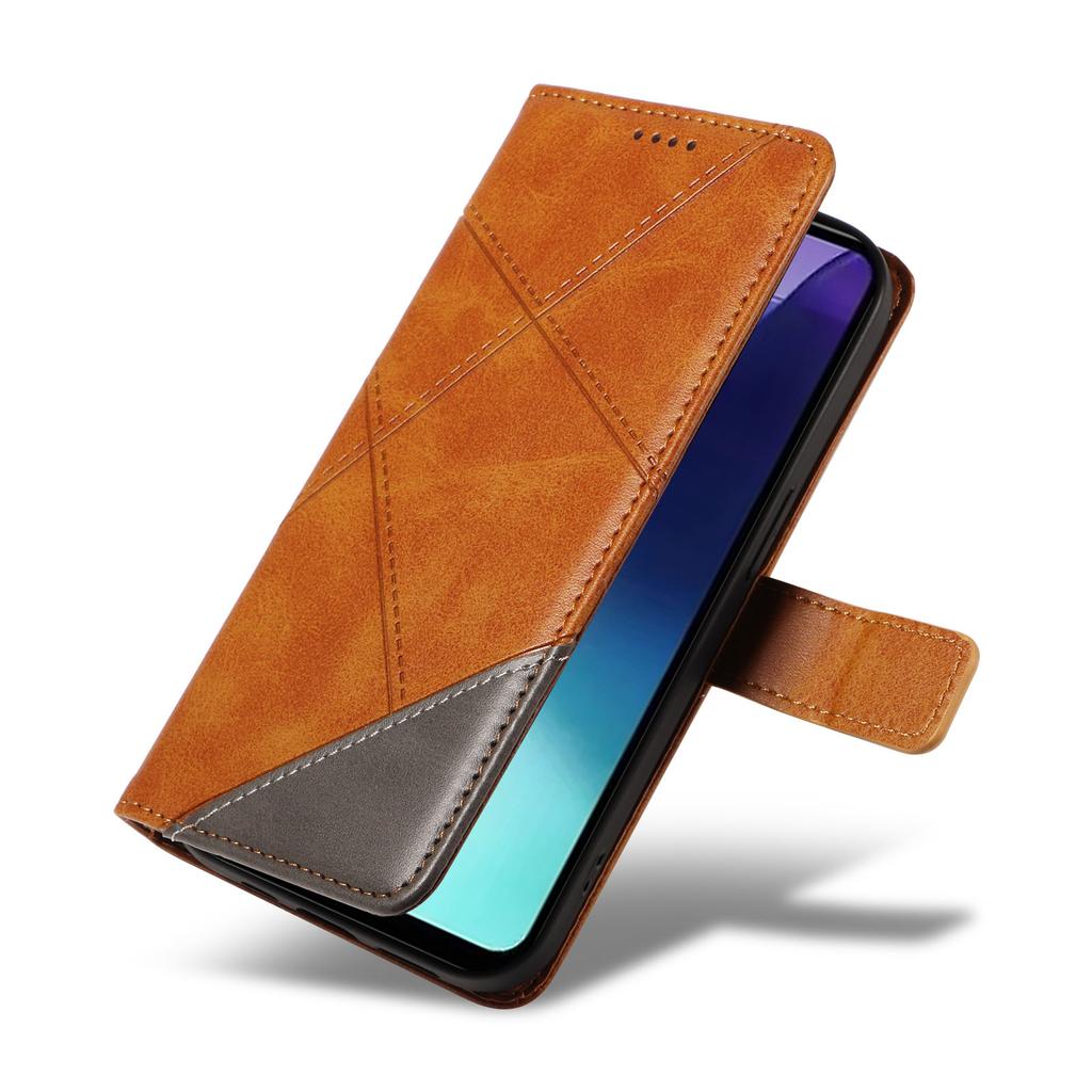 For Xiaomi Poco C75 4G/Redmi 14R 5G/14C 4G Case Leather Geometric Line Wallet Phone Cover with Wrist Strap