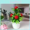 Five Large Simulate Red Fruit Mini Artificial Flower Potted Desktop Decorations