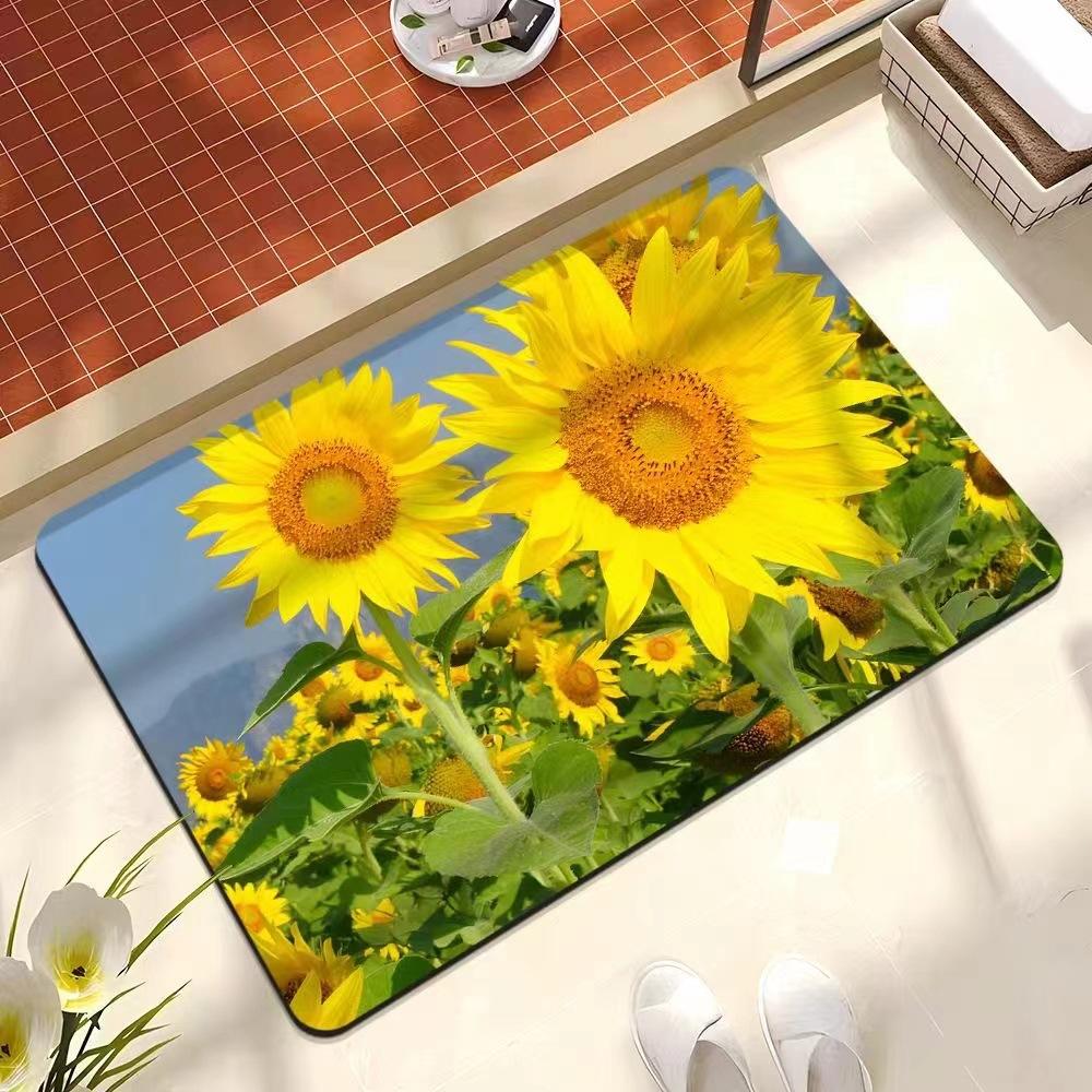 Three Dimensional Flower Floor Mat Bathroom Diatom Mud Anti Slip  Dirt Resistant and Quick Drying Floor Mat Household Water Absorption Carpet
