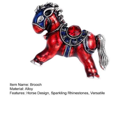 Brooch Pin Sparkling Rhinestones Inlaid Horse Design Pin Sweaters Hats Bags Collar Brooch Outfit Accessory
