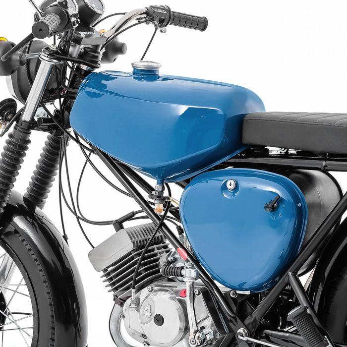 Réservoir d'essence pour Simson S51 / S50 / S70 avec couvercle latéral bleu