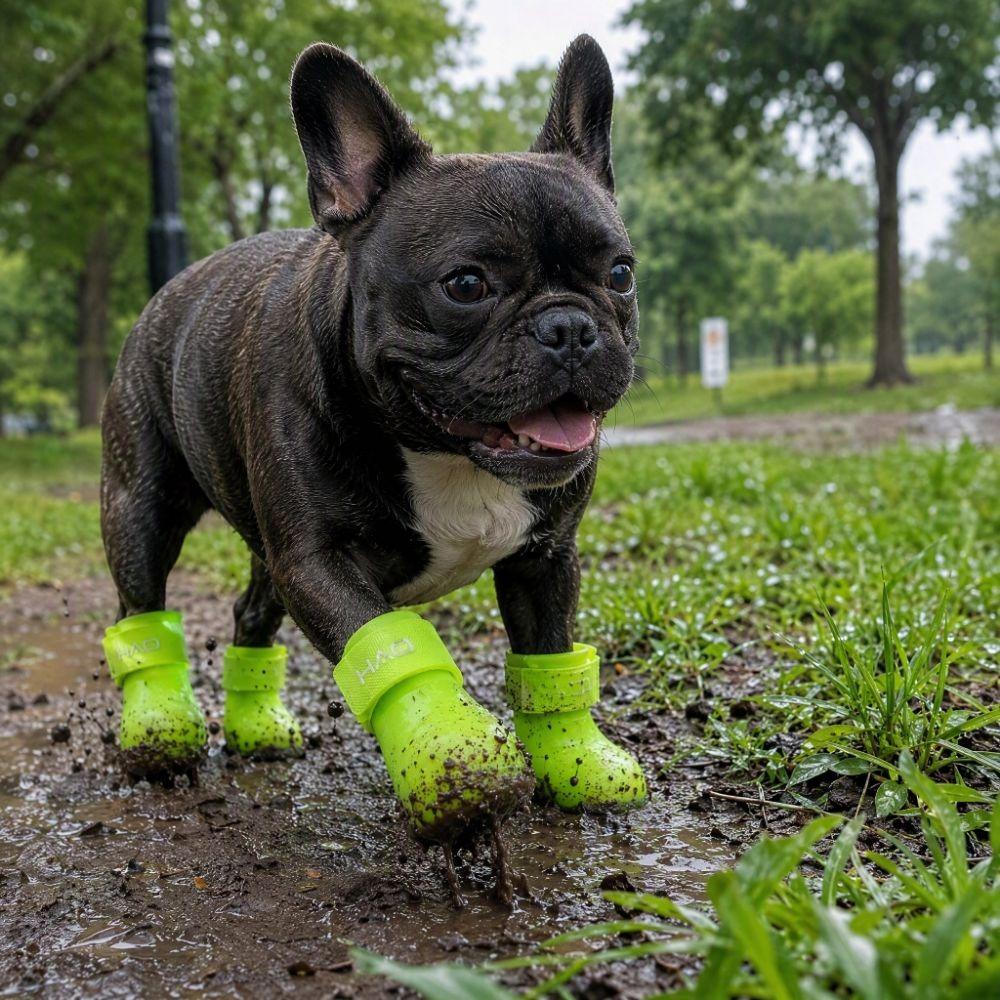 2pairs Waterproof Dog Rubber Boots Anti-slip Cat Puppy Foot Cover Portable Pet Shoes Outdoor
