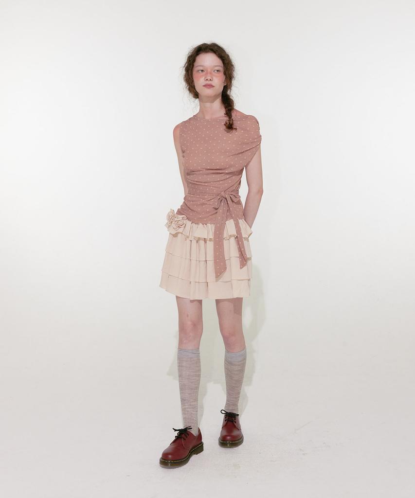 Lulu Seoul Lisa Cancan Mini Skirt (Beige)