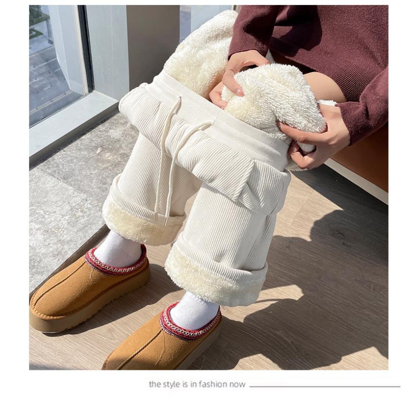 Women High Waist Casual Loose Pants Straight Wide Leg Female Thick Baggy Trousers