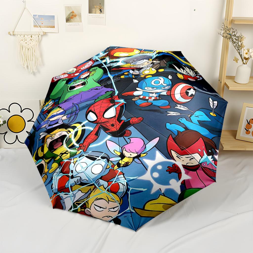 Spider-man Faces Pattern Portable Automatic Umbrella Retractable Design with 8-Rib Durability Lightweight All-Season Umbrella for Travel