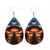 Colorful Glowing Large Mushroom Pattern PU Leather Earrings for Women Fantasy Fashion Earrings for Festival Party Banquets and Daily Wearing
