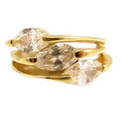 Weißer vergoldeter Trilogie-Ring