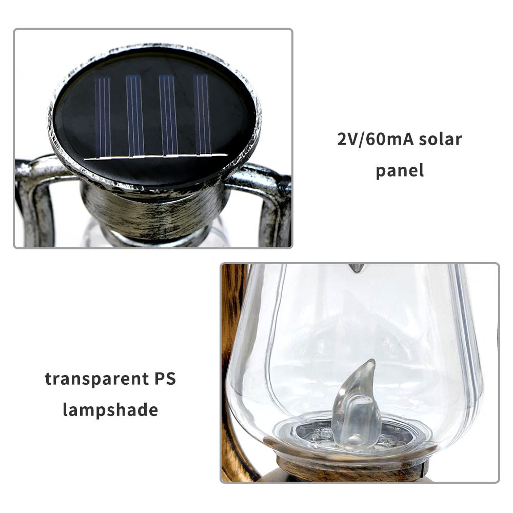 Solar Powered Hanging Candle Light Retro LEDs Oil Lamp Flickering Flameless Solar Lantern Outdoor