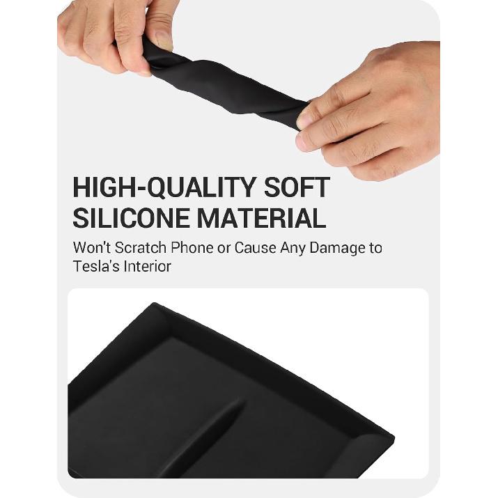 BASENOR 2026 Upgrade Center Console Wireless Charger Mat for 2024 2025 2026 Model 3 Highland Silicone Cover Wireless Charging Phone Pad [Proprietary