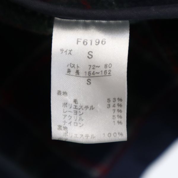 Fred Perry Wool Blend Stainless Collar Coat S Navy Blue Women Used