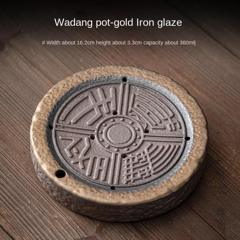 Chinese Retro Gilding Iron Glazed Pot Bearing Stoneware Ancient Early Burning Water Storage Tea Tray Ceramic Tea Tray Tea Table