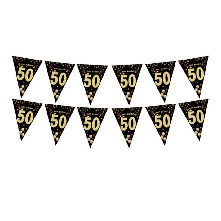 Geburtstagsparty Wimpelkette Hängende Dekoration Schwarz Gold Wimpelkette Geburtstagsfeier Zubehör für Festival Anlass Fotografie