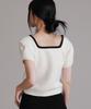 LIKE THE MOST Square Round Ribbon Half Knit_Ivory