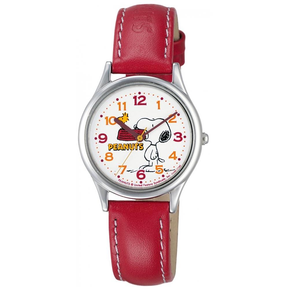 

[Citizen Q&Q] Аналоговый водонепроницаемый кожаный ремешок Snoopy AA95-9852 женский красный