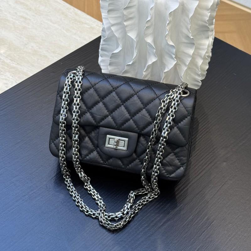 Echte Leder Kette Schultertasche Vintage Chic Crossbody Mit Gestepptem Design Verschluss