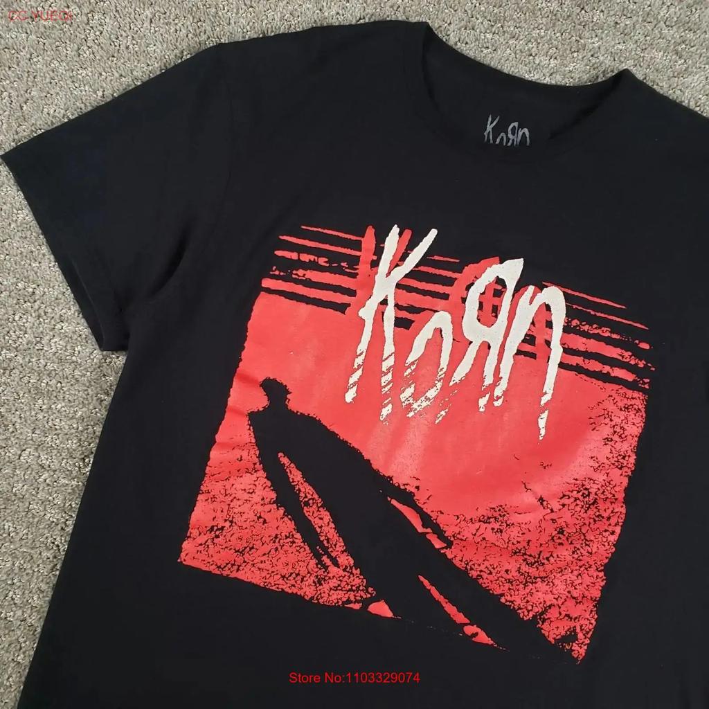 Korn T Shirt Unisexs Medium Black 90s Y2k Rock Band Shadow Unisex vintage Washed Top For Everyday Wear Comfortable Slightly fashion