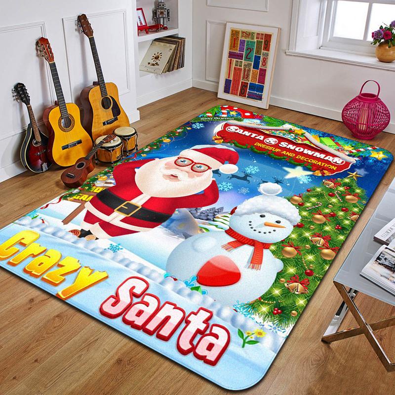 Weihnachtsmann Teppich bedruckte Eingangsfußmatte Wohnzimmer Schlafzimmer Badezimmer rutschfester Teppich Heimdekorative Bodenmatte Neujahrsgeschenk