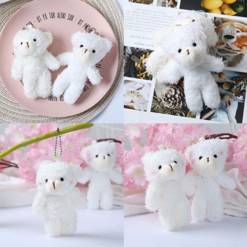 2pcsBlush Bear Pendant Plush Bear Keychain Stuffed Animal Pendant Soft Key Rings