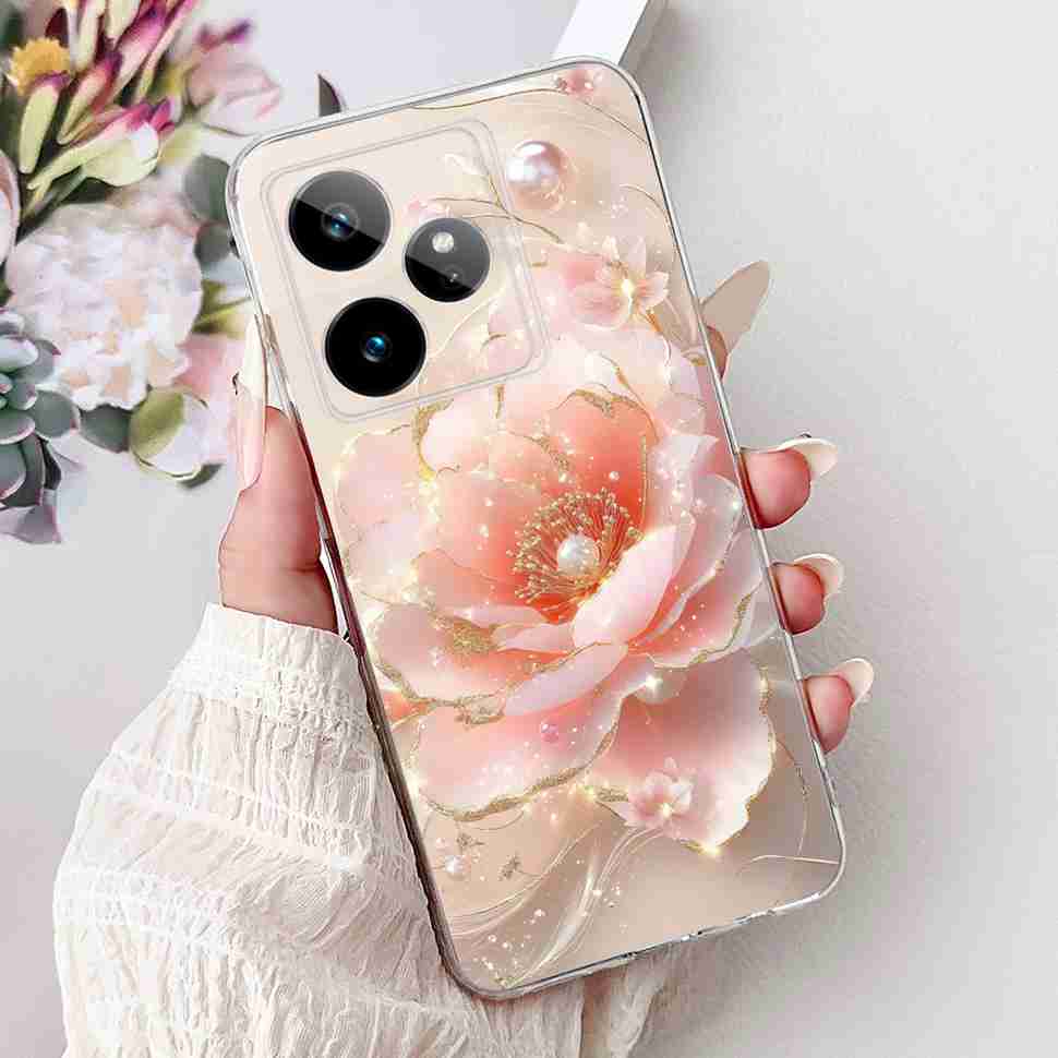 For Realme GT 7 5G 2025 RMX5061 Case Cute Girl New Flowers Soft Silicone TPU Cover For Realme GT7 GT 7T 5G Global Phone Cases
