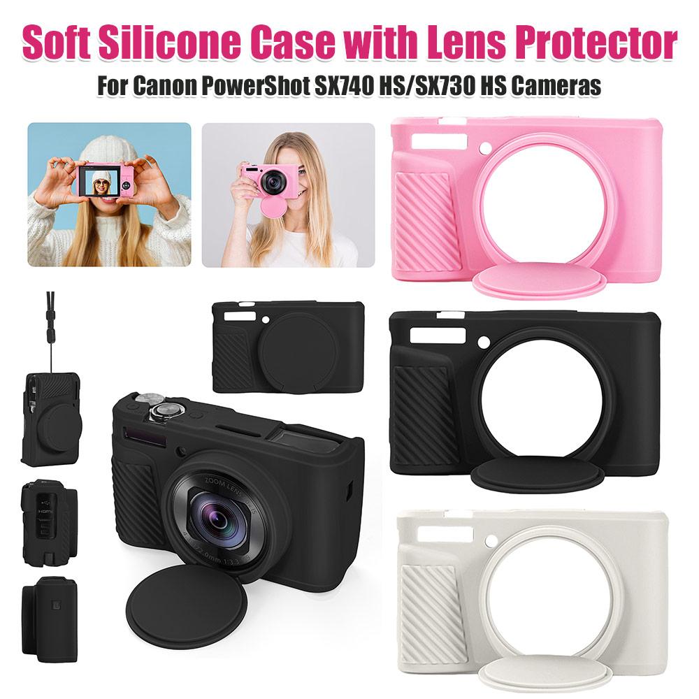 for Canon PowerShot SX740 HS/SX730 HS Soft Silicone Case w/ Removable Lens Cover Rubber Camera Bag Skin Anti-Scratch Slim Fit