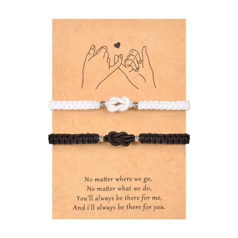 Elegant Matching Couple Bracelet With Adjustable Knot Braided Cord Handchain Jewelry Perfect For Anniversaries