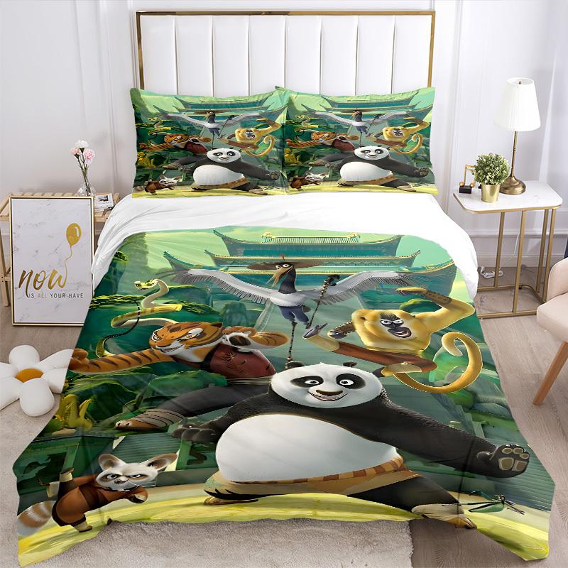 3pcs Kung Fu Panda Bedding Set. Soft and Comfortable with No Core Included (1x Duvet Cover + 2x Pillow Covers) Yy251031063