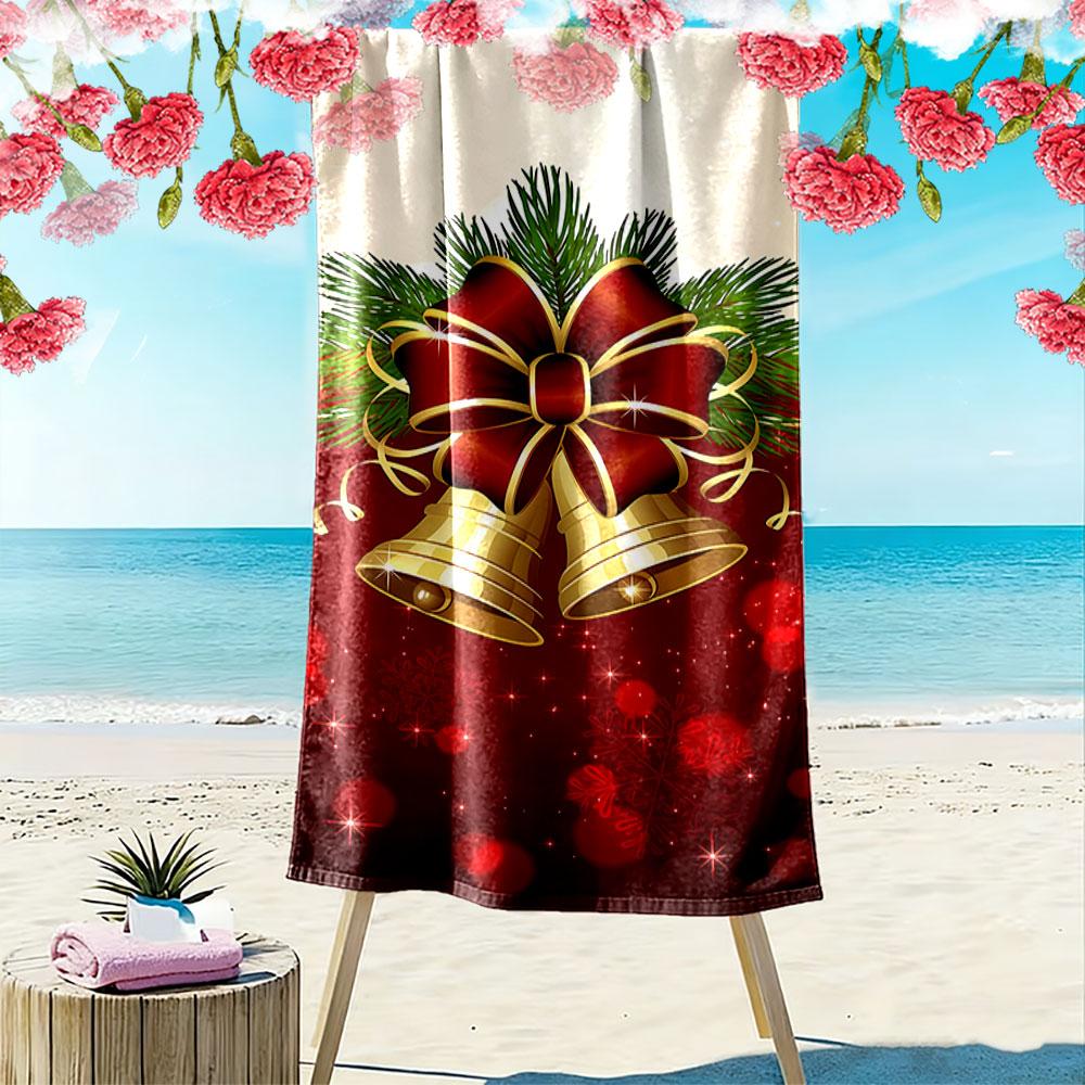Christmas Bells with Red Bow A must-have beach towel for beach travel