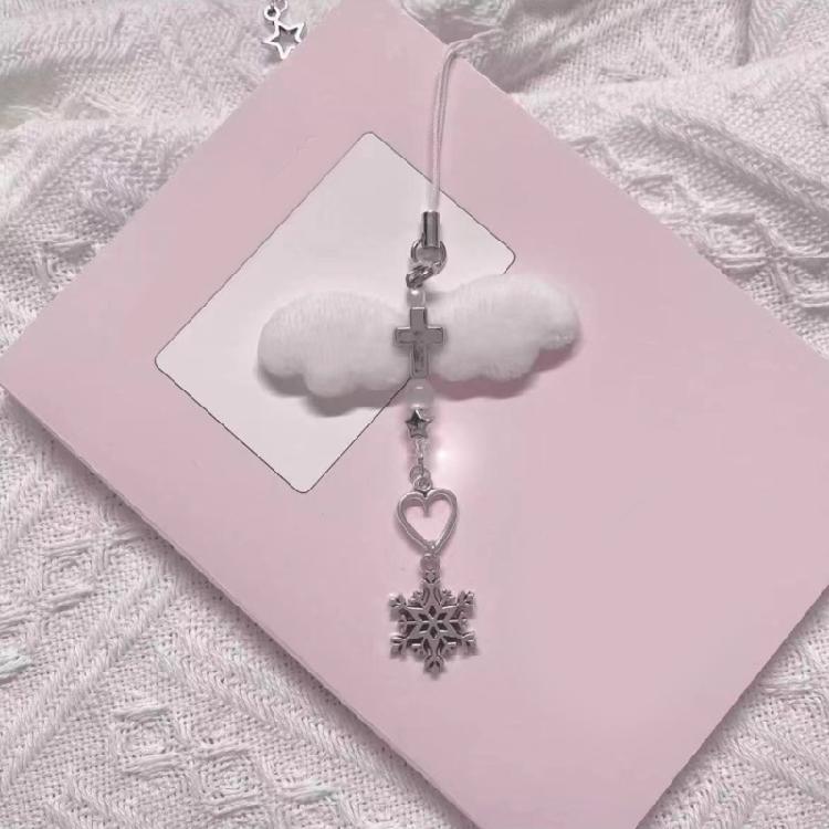 Elegant Winged Beaded Phone Chain Charm Beaded Phone Pendant for Women and Girls