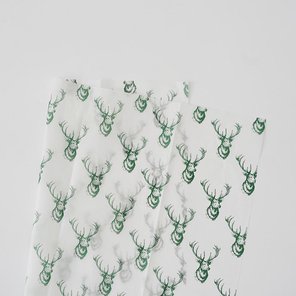 10 Sheets/Pack Christmas Tissue Paper Elk Wreath Bell Pinecone Pattern Gift Wrapping Paper Christmas Bouquet Flower Wrap Paper