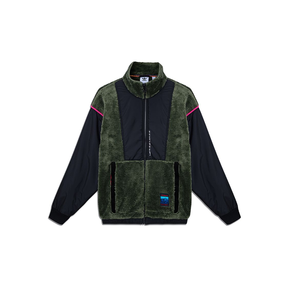 Adidas Originals Adv Sherpa Jacket Colorblock Stand Collar Regular Fit Lifestyle Outerwear Men Green GV0927 XS