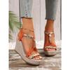 Women's Summer New Arrival Wedge Heel Chunky Sole Rhinestone Sandals - Plus Sizes