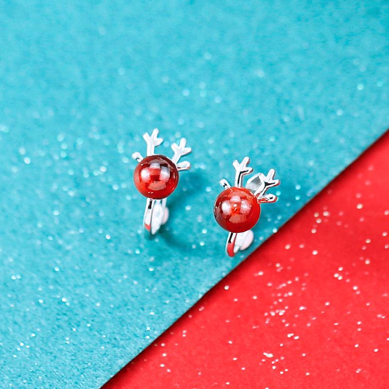 Red Garnet Antler Ear Cuff - No Piercing Mori Style for Women